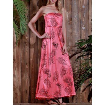 

Stylish Sleeveless Strapless Printed Women's Dress, Watermelon red