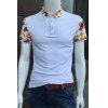 T-shirt Colorful Argyle Spliced ​​Turn-Down Collar manches courtes hommes - Blanc M