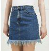 Trendy Bleach Wash High-Waisted Women's Denim Skirt - BLUE S
