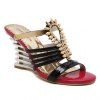Stylish Wedge Heel and Metallic Design Women's Slippers - Noir 37
