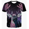 3D Starry Sky et Deer Imprimer col rond manches courtes T-shirt - multicolore XL