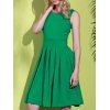 Robe Mi-longue Sans Manches à Encolure Dégagée en Couleur Solide Pour Femme - Vert XL