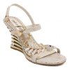 Trendy Rhinestone and Fishbone Design Women's Sandals - APRICOT 35