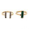 2PCS Charming Layered Rhinestone Geometric Rings For Women - d'or ONE-SIZE