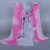 Chic Flower Pattern Two Color Match Women's Chiffon Scarf - Gris 