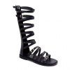 Sandales Élégantes à Sangles Croisées et Boucles Design pour Femmes - Noir 38