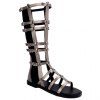 Fashion Hollow Out and PU Leather Design Sandals For Women - Gris 40