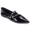 Ladylike Rivets and Patent Leather Design Flat Shoes For Women - Noir 35