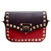 Fashionable Colour Block and Rivets Design Women's Crossbody Bag - Rouge et Noir 