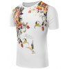 T-shirt Hot Sale col rond imprimé floral manches courtes hommes - Blanc L