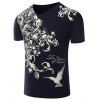 Hot Sale col en V imprimé floral T-shirt à manches courtes hommes - Bleu Saphir L