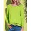 Charming Lace Spliced Hem Long Sleeve T-Shirt For Women - GREEN XL
