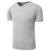 T-shirt Vente Hot V-Neck Pure Color manches courtes hommes - Gris M