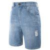Hot Sale Straight Leg Ripped Design Zipper Fly Men's Denim Shorts - Bleu 28