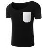 Hot Sale Round Neck Color Block Patch Pocket Short Sleeve Men's T-Shirt - Noir XL