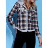 Stylish Hooded Long Sleeve Single-Breasted Gingham Women's Blouse - BROWN M