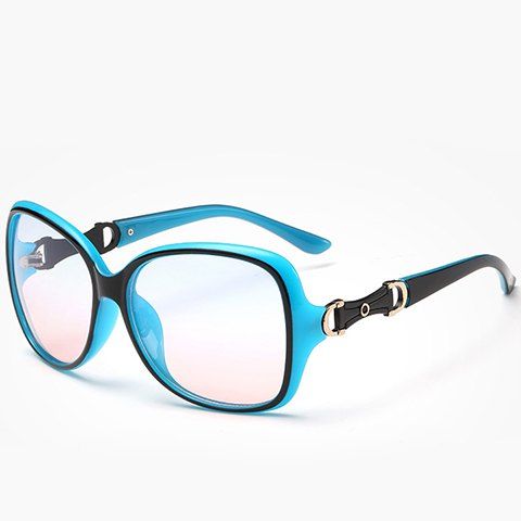Creux Chic Métal Agrémentée noir et lunettes de soleil Blue Women - Bleu et Noir 