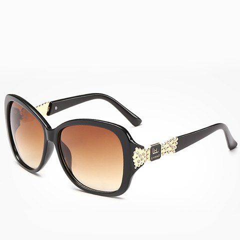 Chic Rhinestone and Letters Metal Embellished Women's Sunglasses - Noir 