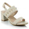 Fashion Chunky Heel and Rivets Design Sandals For Women - Blanc Cassé 37