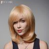 Queue droite Elégant Adduction Vogue Moyen Side Bang capless perruque de cheveux humains pour les femmes - Brun d'Or avec Blonde 