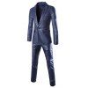 Lapel One Button Design Pattern Plaid Suit manches longues hommes (Blazer + pantalon) - Cadetblue 2XL