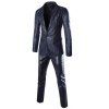 Lapel One Button Design Stripe Pattern Long Sleeve Men's Suit （Blazer + Pants） - Bleu profond 2XL