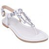 Trendy Rhinestone and Flat Heel Design Women's Sandals - Blanc 38