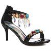 Trendy Patent Leather and Rhinestones Design Women's Sandals - Noir 39