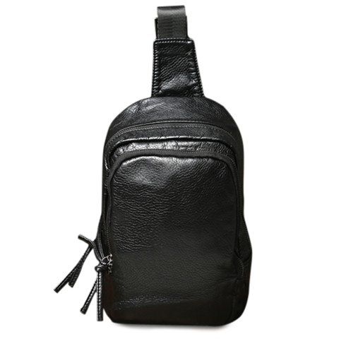 Casual cuir PU et Messenger Bag Black Couleur Hommes Design - Noir 