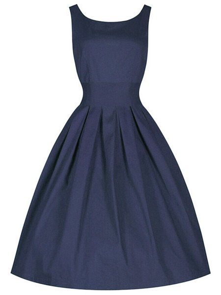 Robe Mi-longue Sans Manches à Encolure Dégagée en Couleur Solide Pour Femme - Bleu Violet L