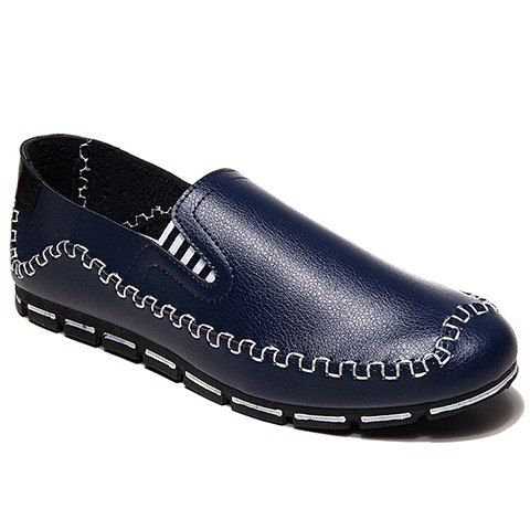 Trendy Slip-On and PU Leather Design Casual Shoes For Men - Bleu 41