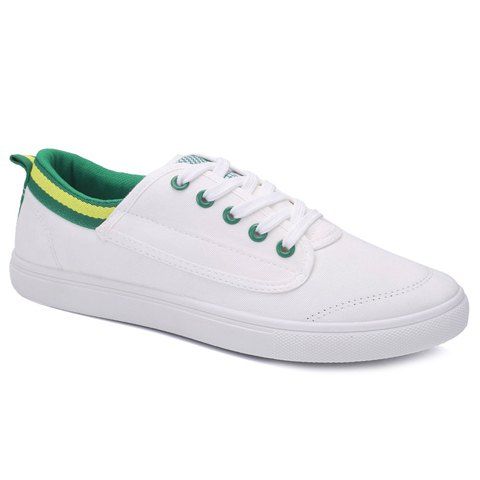 

Simple Cloth and Colour Block Design Men's Casual Shoes, White