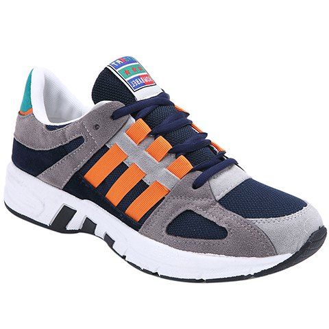 Fashion Color Block and Lace-Up Design Sneakers For Men - Orange 43