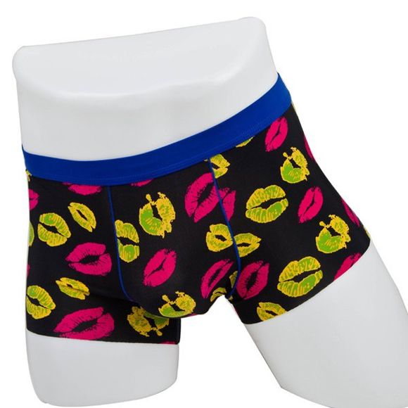 Elastic Waist Lips Printed Comfortable Men's Boxer Brief - multicolore 2XL