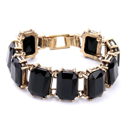 Trendy Rectangle Faux Crystal Bracelet For Women - Noir 