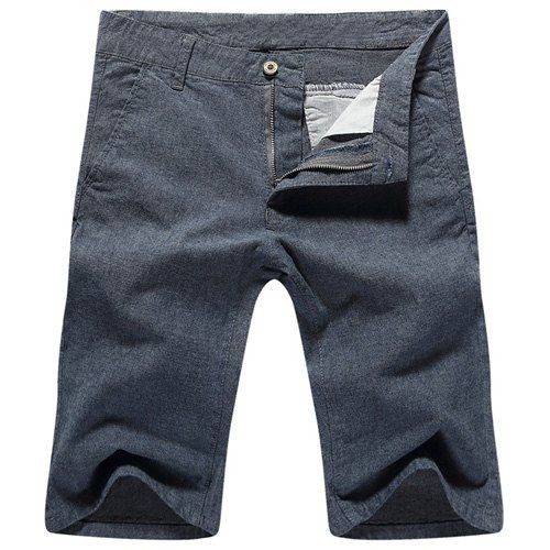 Casual Linen Summer Legs droites Zip Fly Shorts For Men - gris foncé 34