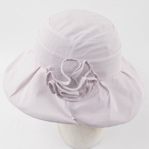 

Chic Handmade Flower Embellished Light Color Women's Summer Sun Hat, Light gray