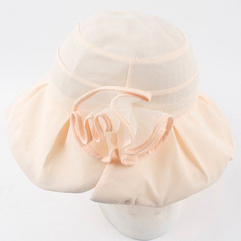 Chic Handmade Flower Embellished Light Color Women's Summer Sun Hat - Beige 