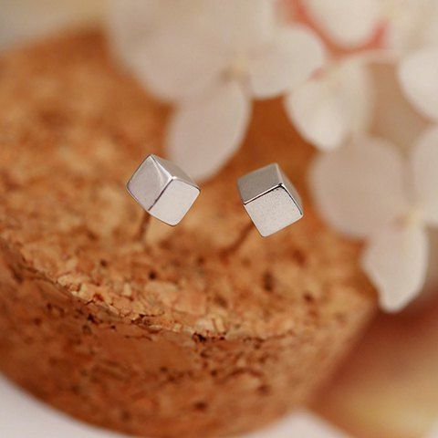 Paire de Chic Style frais Cube Boucles d'oreilles pour les femmes - Argent 
