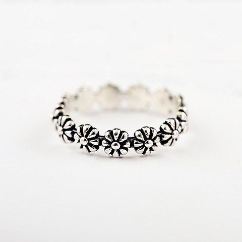 Trendy style simple anneau floral pour les femmes - Argent ONE-SIZE