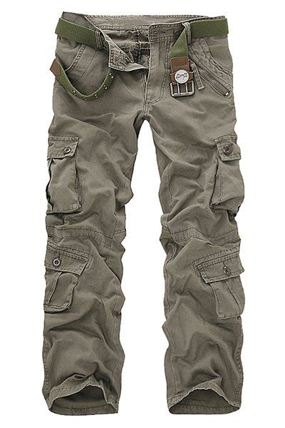 Multi-Pocket et Zipper embellies droites Pantalon Loose Fit Cargo de Leg Men - Vert Armée 29
