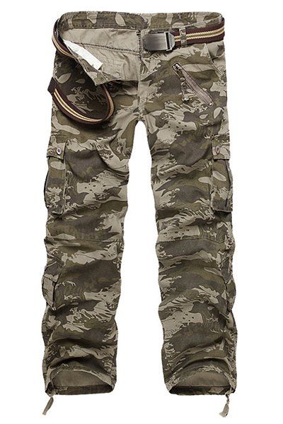 Pantalon Cargo Lâche Homme Camouflage à Jambes Droites avec Multi-Poches - Camouflage 30