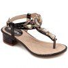 Trendy T-Strap and Rhinestone Design Women's Sandals - Noir 38
