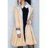 Noble Long Sleeve Turn-Down Collar Self Tie Belt Pure Color Women's Coat Dress - KHAKI XL