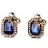 Pair of Trendy Faux Crystal Rectangle Earrings For Women - Bleu 