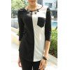 T-shirt Décontracté Contrastant à Encolure Dégagée à Manches 3/4 Pour Femme - Noir L