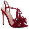 Trendy Lace-Up and Fringe Design Women's Sandals - RED 39