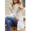 Elegant Turn-Down Collar Long Sleeve Fake Fur Embellished White Coat For Women - Blanc L