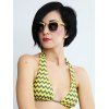 Sexy Halter Wave Print Lace-Up Women's Bikini Set - YELLOW M
