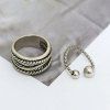 2PCS Trendy Simple Style Cuff Rings For Women - Argent ONE-SIZE